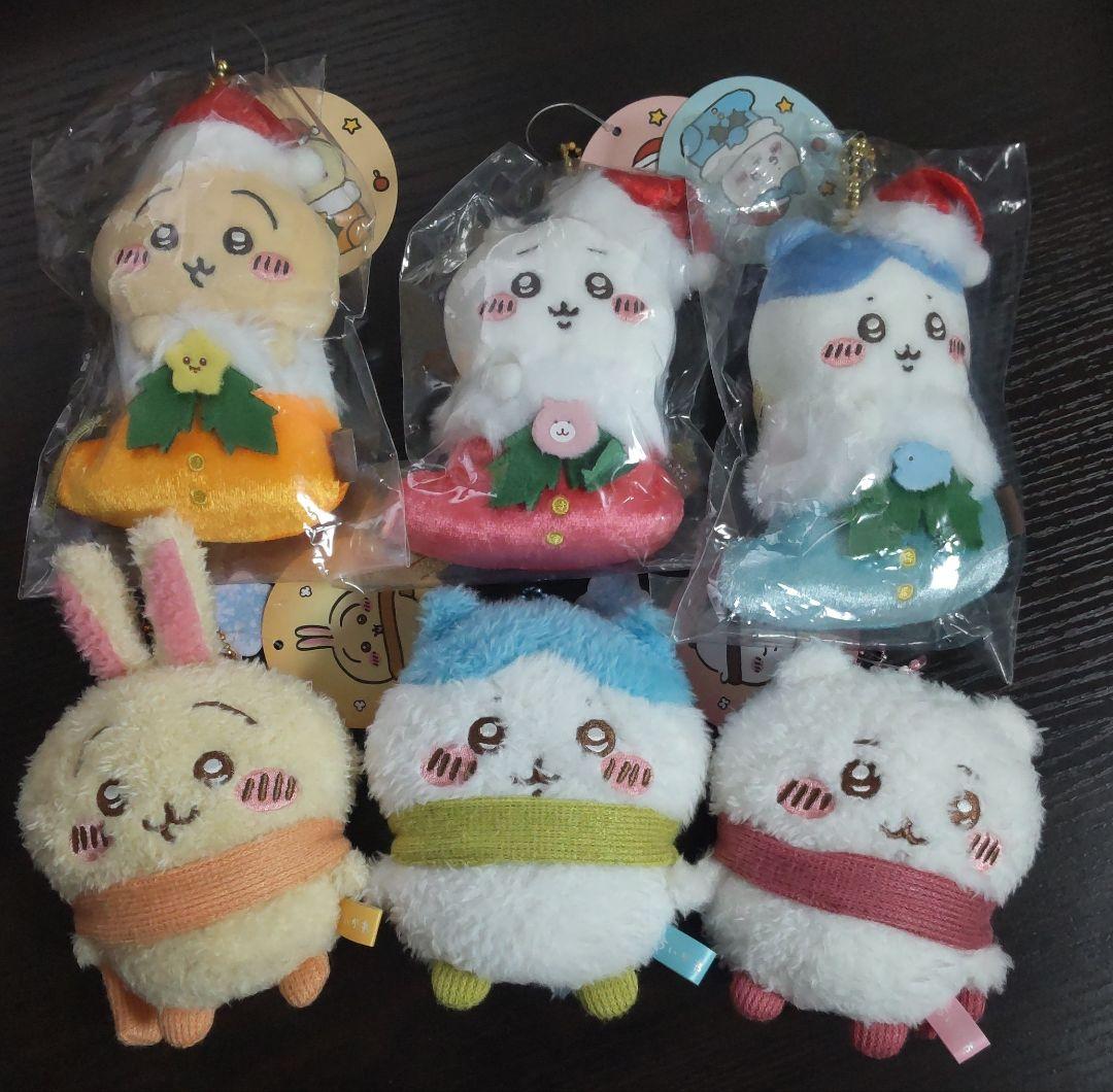 ６体　ちいかわ ハチワレ うさぎ　オーナメントにもなるマスコット　ぬくぬくの装い