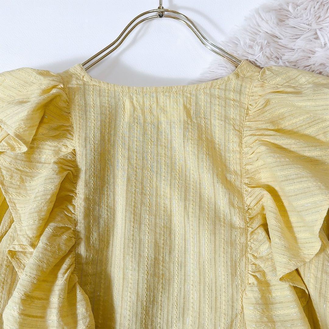 極美品ꕥサラマリカ 2025 完売品 コットンストライプジャガードフリル