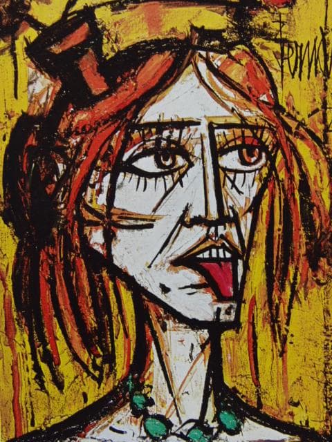 ベルナール・ビュッフェ、狂女、希少な額装用画集より、新品高級額装付