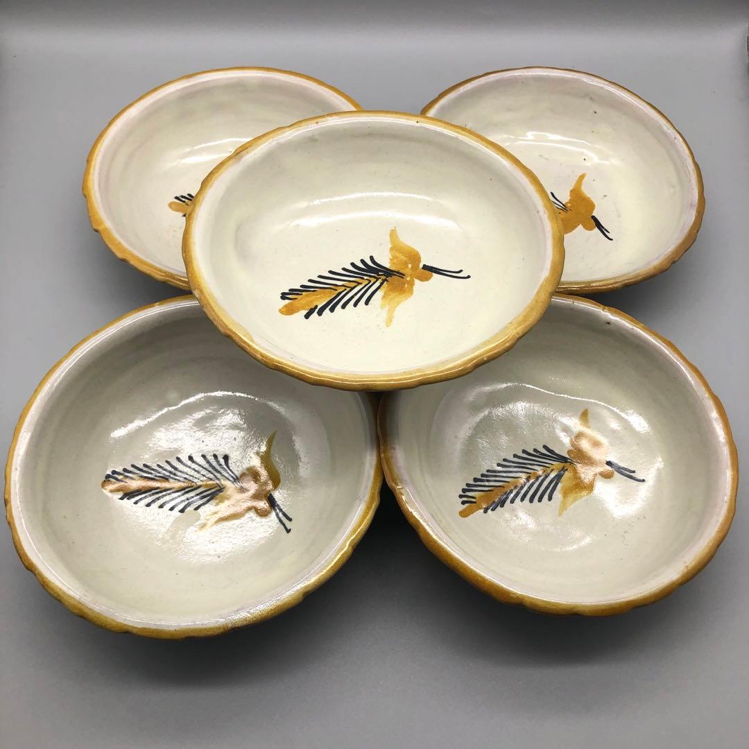 メキシコプエブラタラベラ焼ビンテージ陶器伝統工芸バード鳥ボウル鉢19cm5点A プエブラ産タラベラ焼きボウル大 A☆TALAVERA MENDOZA