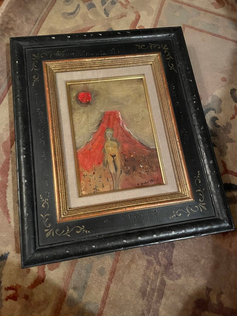 絵画 織田廣喜 オダヒロキ 富士と少女 油彩 織田ひろき 美術品 おだ