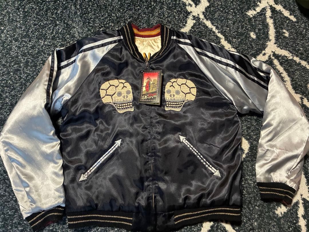 スカルと蛇刺繍のスカジャン Lサイズ　テーラー東洋