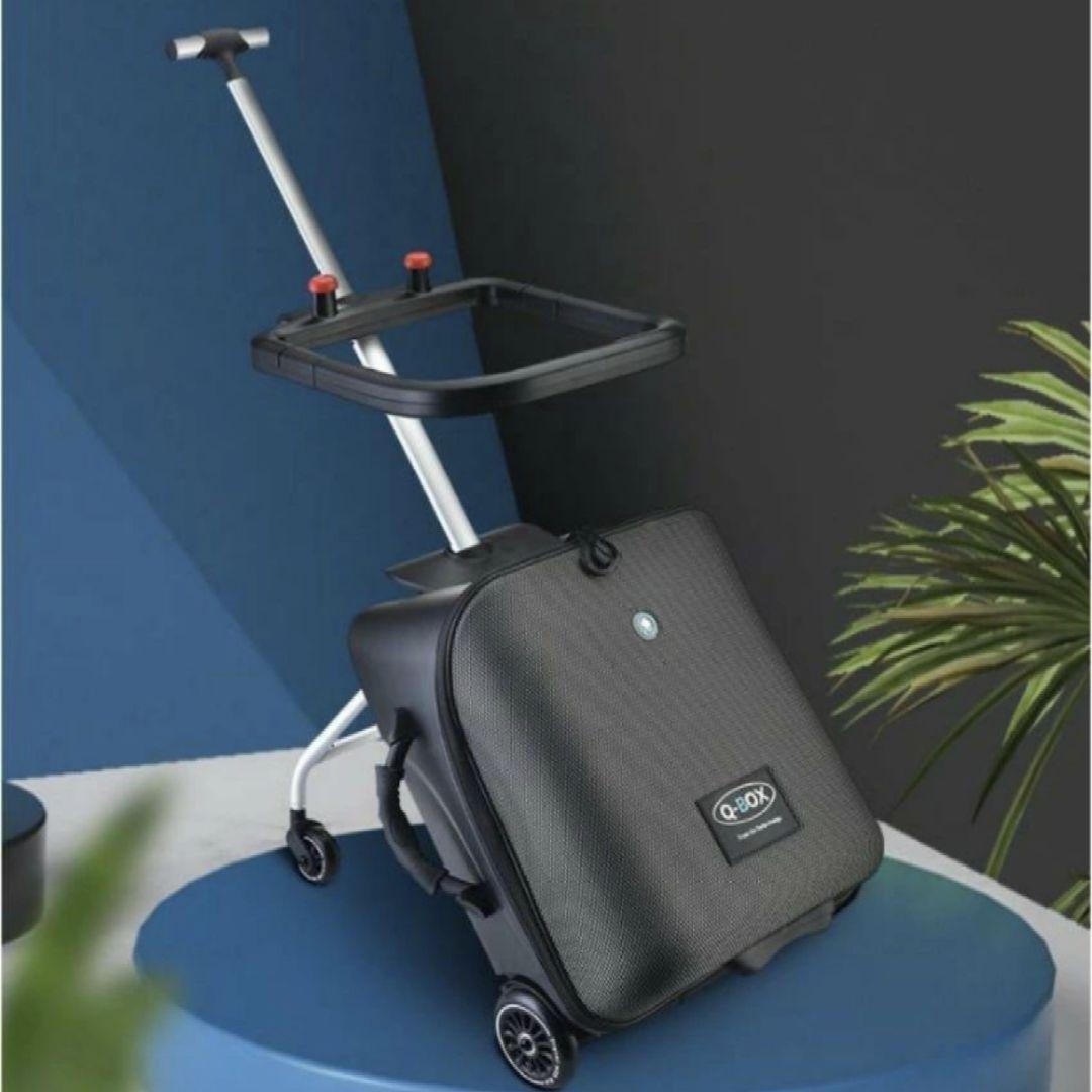 子供が乗れるスーツケース キャリーカート ブルー QBOX-20 乗れる スーツケース 子どもが乗れる ストッパー付き キッズキャリー