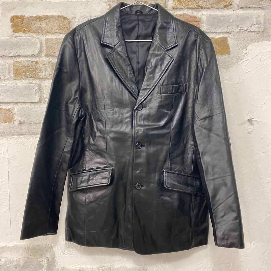 美品山羊革 freedomブラックレザーブレザー L S115959047 - ジャケット