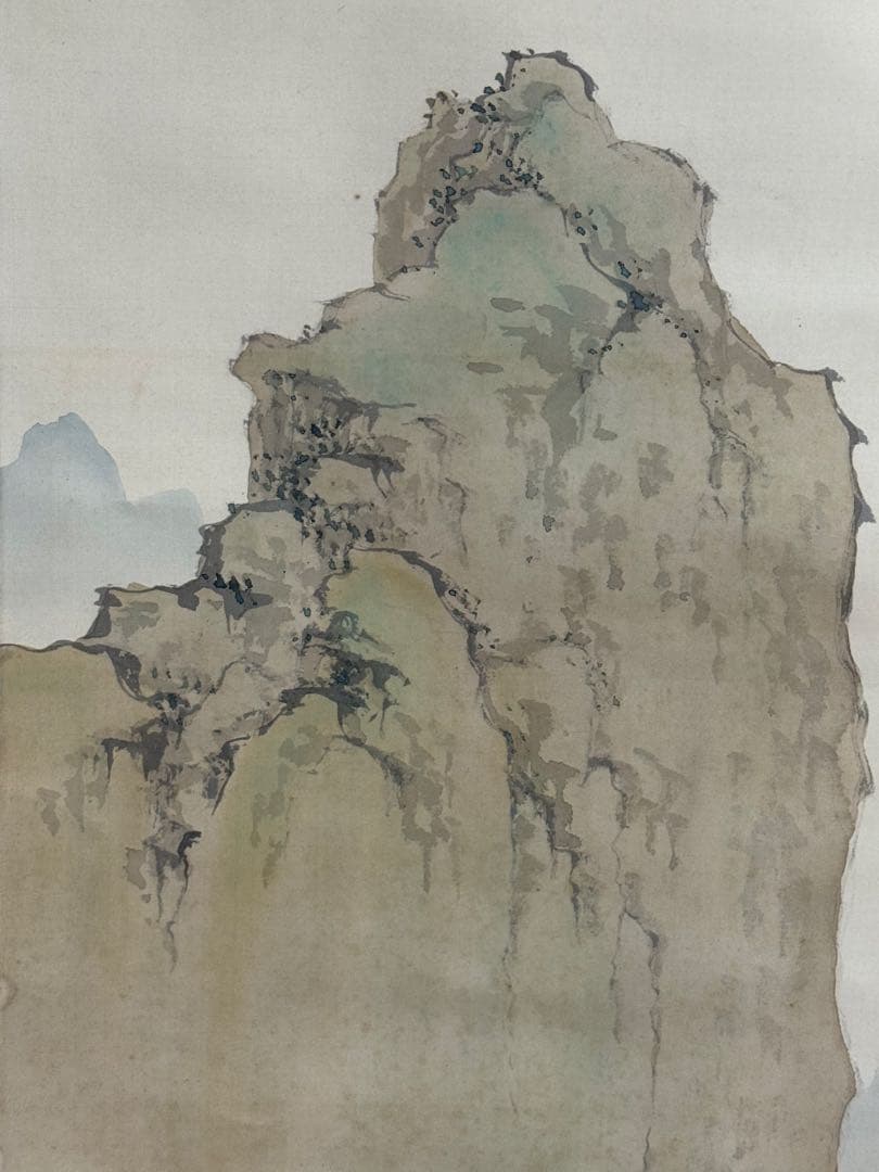 尾竹越堂筆 絹本肉筆 春景山水 共箱 掛軸 送料込み250622 - メルカリ