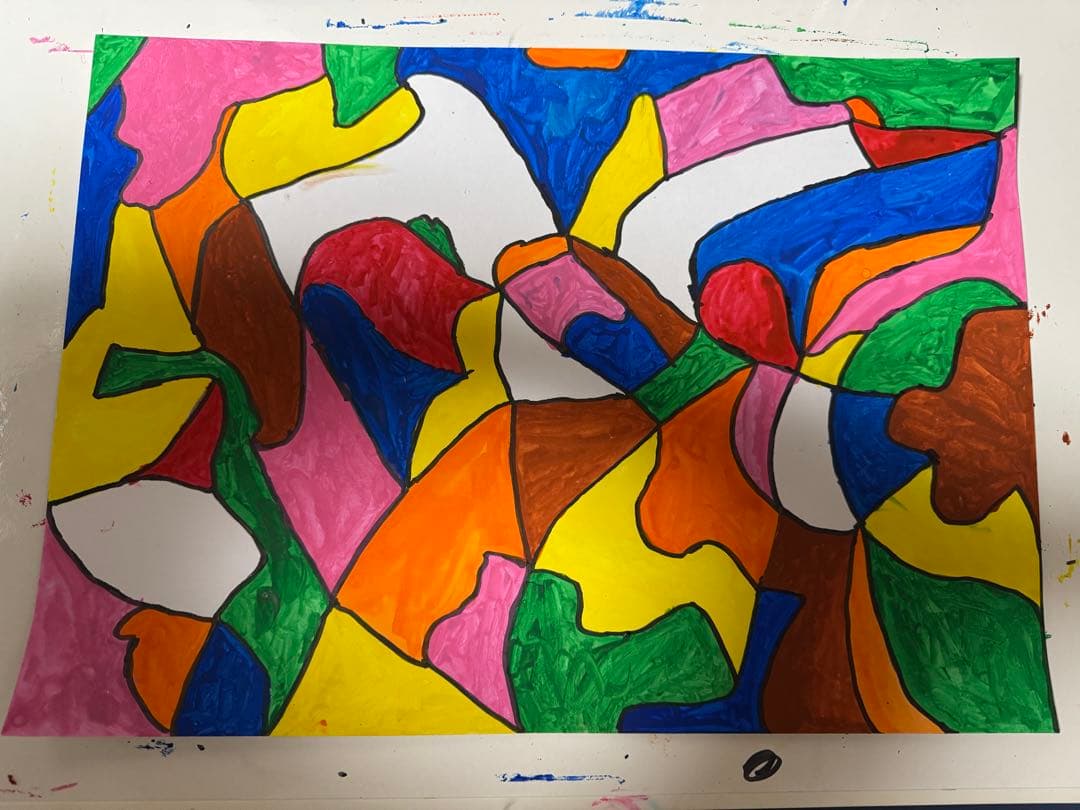 抽象水彩画 A判四つ切りサイズ 多色 抽象画アート No.013 カラーインク F3サイズ | Kasui_Artwork