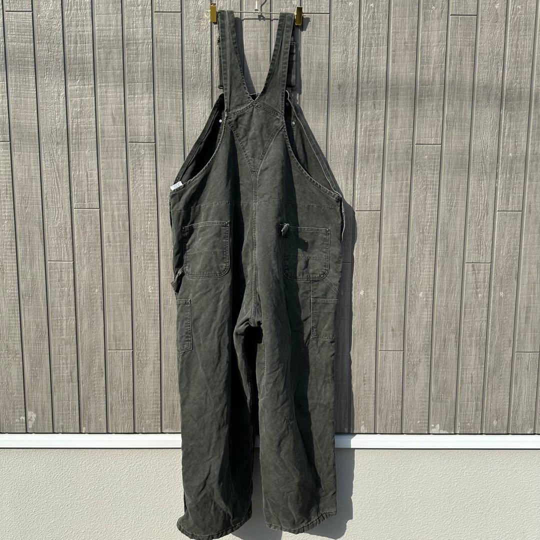 カーハートオーバーオールモスグリーンダブルニー ビッグサイズUSA製