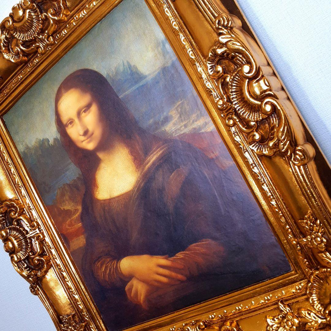 輸入雑貨 ダヴィンチ作 絵画 モナリザ 良質キャンバス生地 金箔使用 額