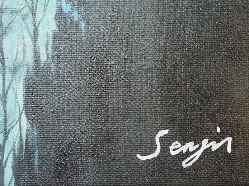 油絵 額付き 千住博 【薬師寺 朝の譜】手描き M10