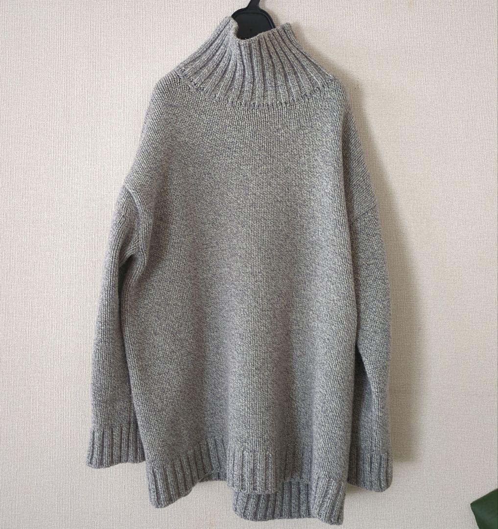 ATON ローゲージタートルネックニット グレー