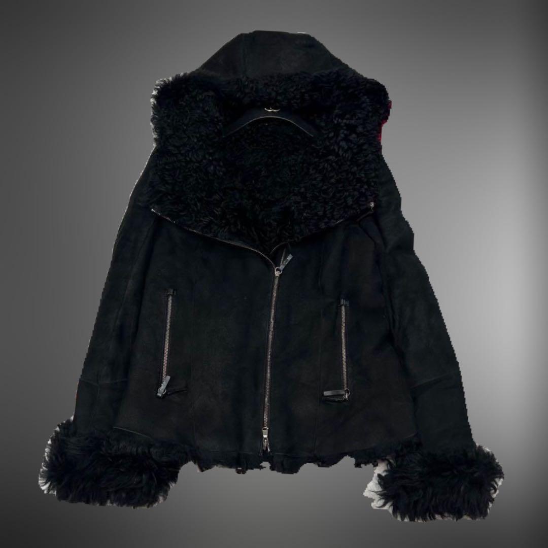 y2k 平成ギャル グランジ パンク ムートンファーライダースジャケット