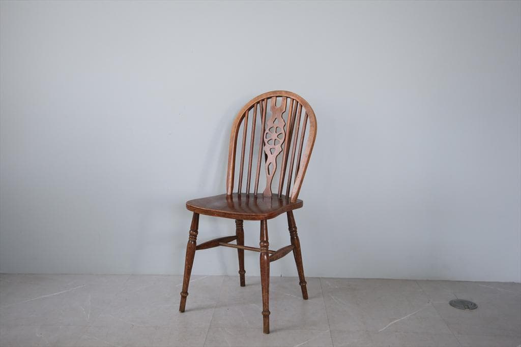 英国アンティーク木製ホイールバックチェア/ダイニングイス/椅子(91-196-2