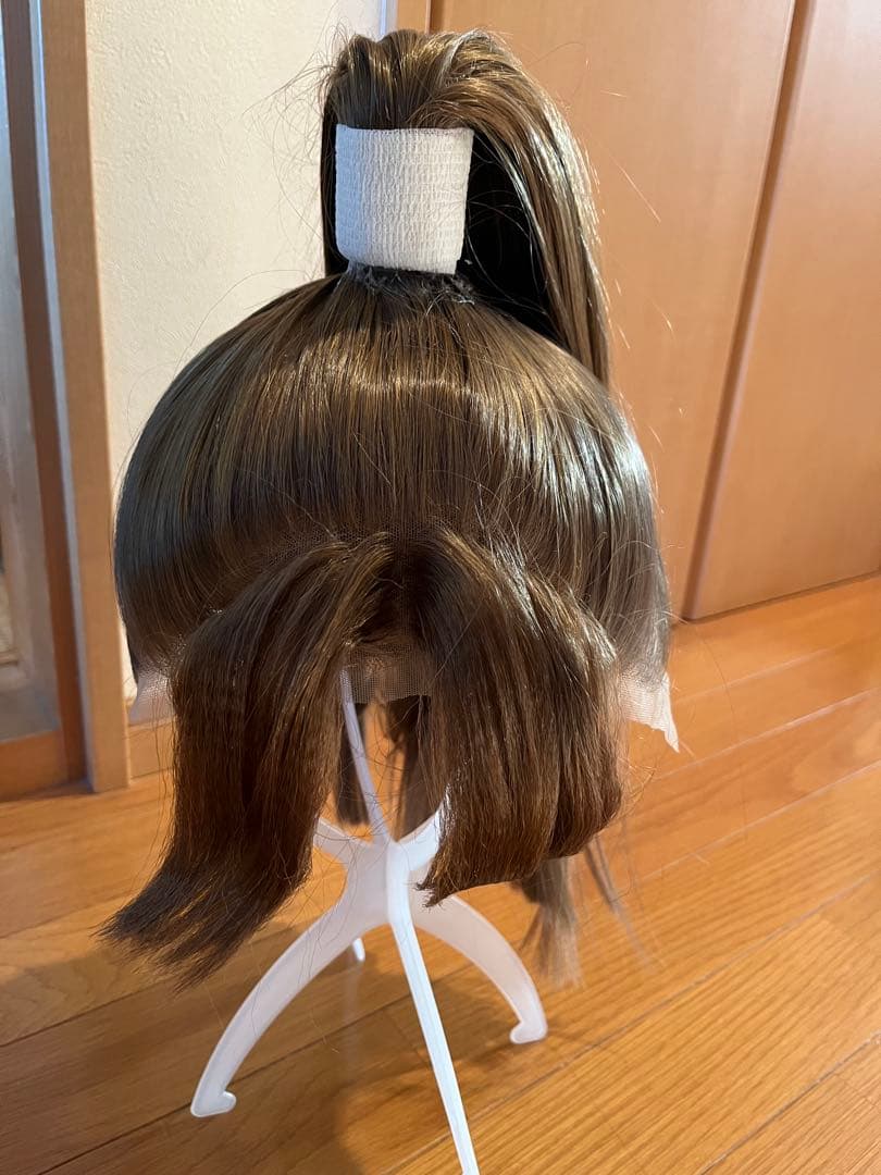 田村三木ヱ門　ウィッグ コスプレ耐熱ウィッグ オーダー 造形ウィッグ ライトブラウン 前髪貼り