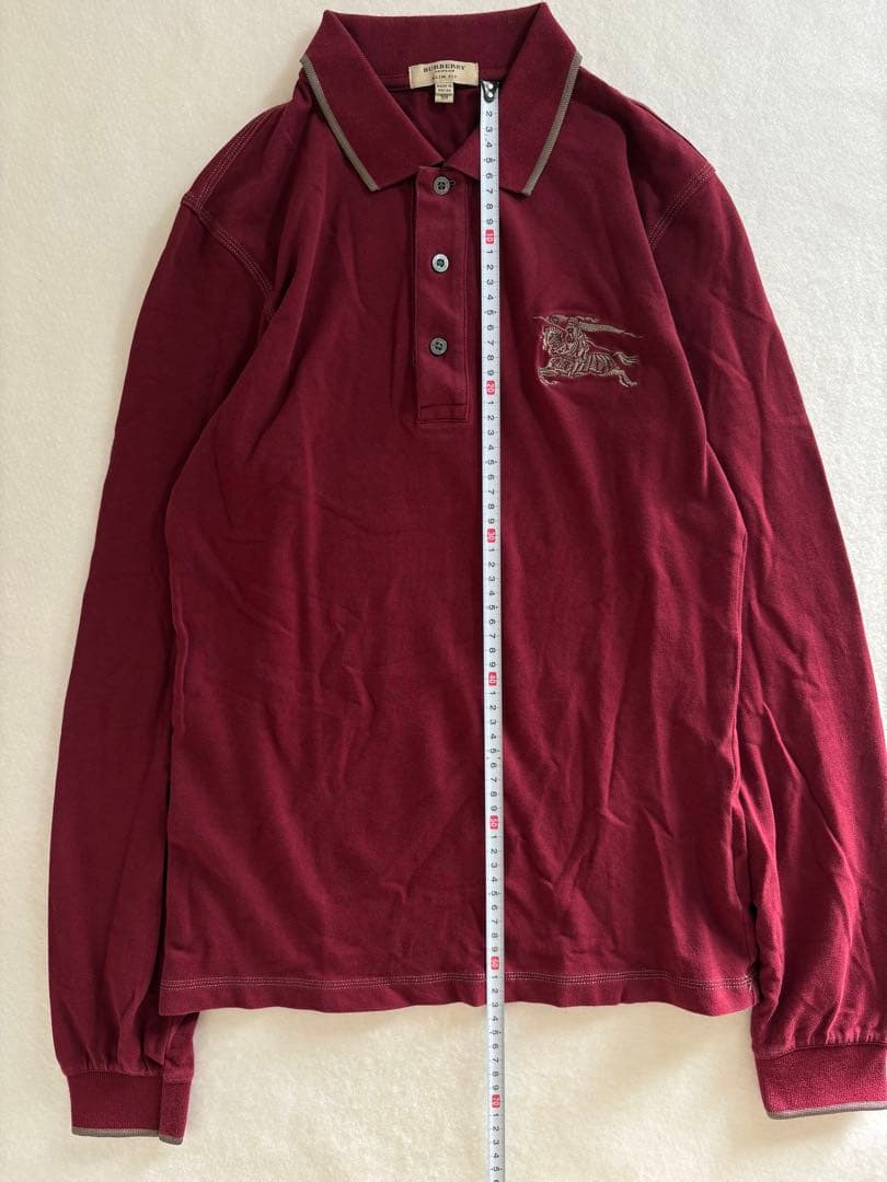 希少Burberryビッグポニー刺繍 y2k平成ギャル英字ボタンぴちポロ リブ