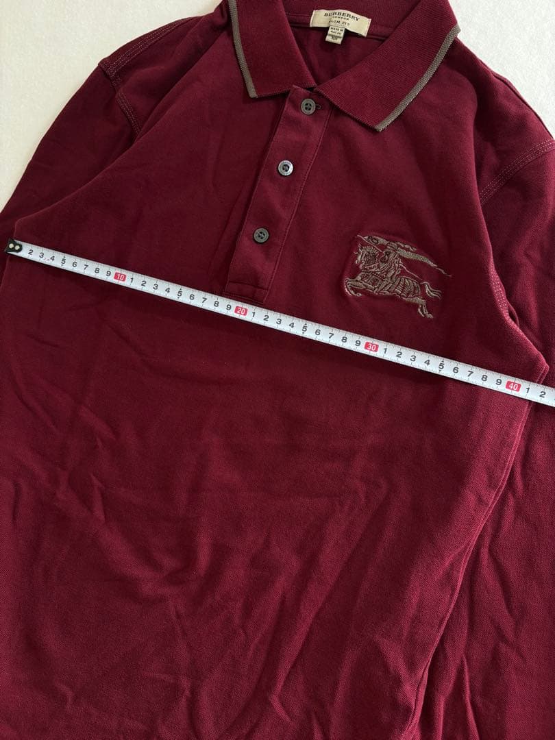 希少Burberryビッグポニー刺繍 y2k平成ギャル英字ボタンぴちポロ リブ