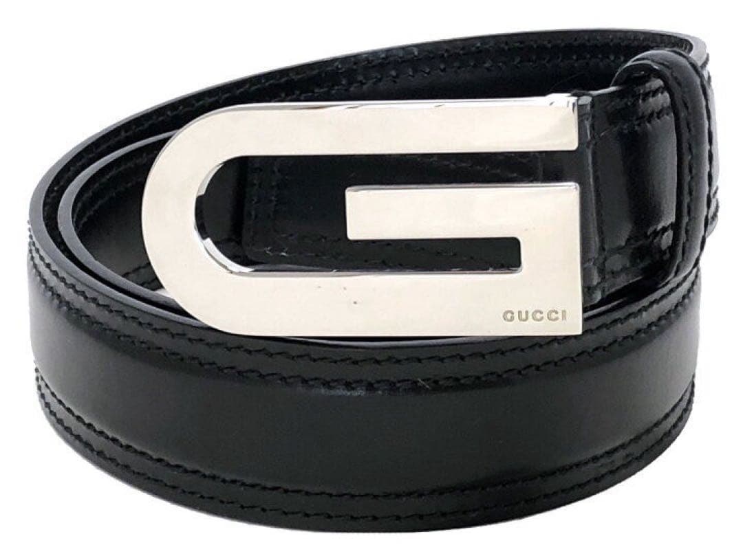 GUCCI ブラックベルト Gロゴバックル 箱付き