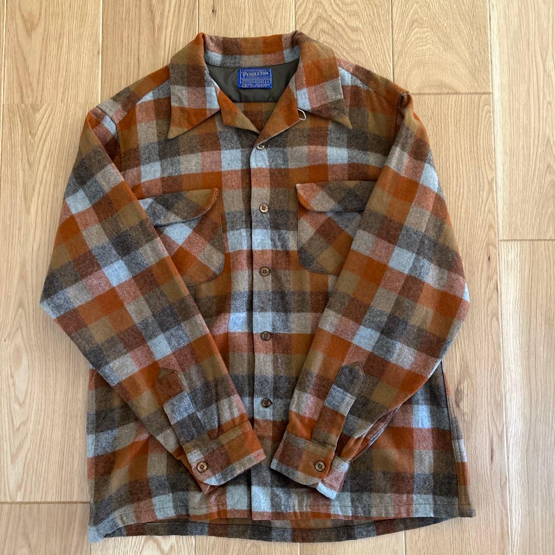70s ペンドルトン PENDLETON ボードシャツ ウールシャツ 開襟　極美
