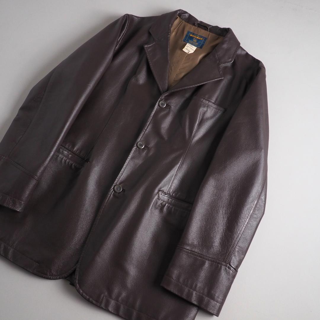 ウールリッチ　本革　テーラードジャケット　ブラウン　ビッグサイズ　美品