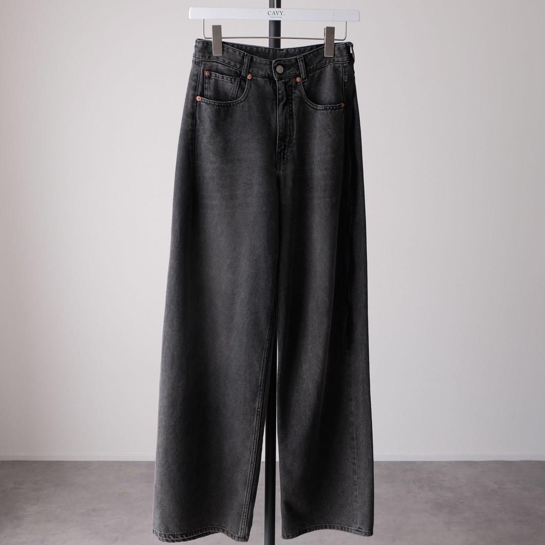 美品 MM6 ブラックデニム ラップパンツ 近年モデル ワイド 24ss