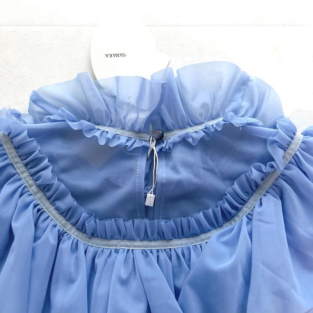 タグ付✨24SS✨現行 フミエタナカ シアーギャザーシャツ ブルー フリル