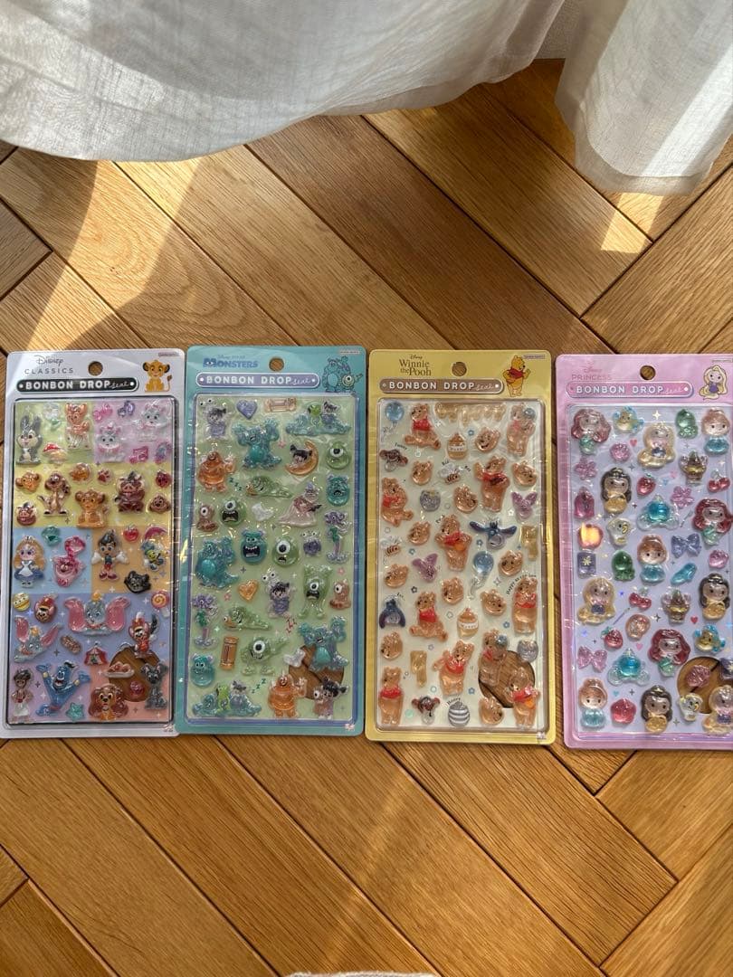 正規品★ボンボンドロップシール　ディズニー　4枚セット サンスター文具 正規品 ボンボンドロップシール ディズニー シール