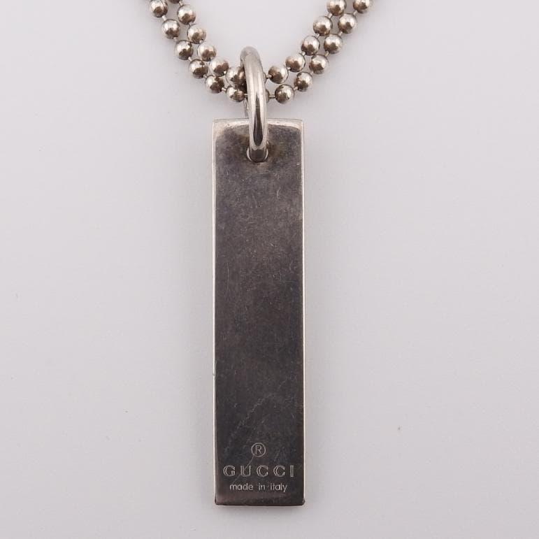 Gucci グッチ プレートロゴ入り ダブルボールチェーン ネックレスSV925
