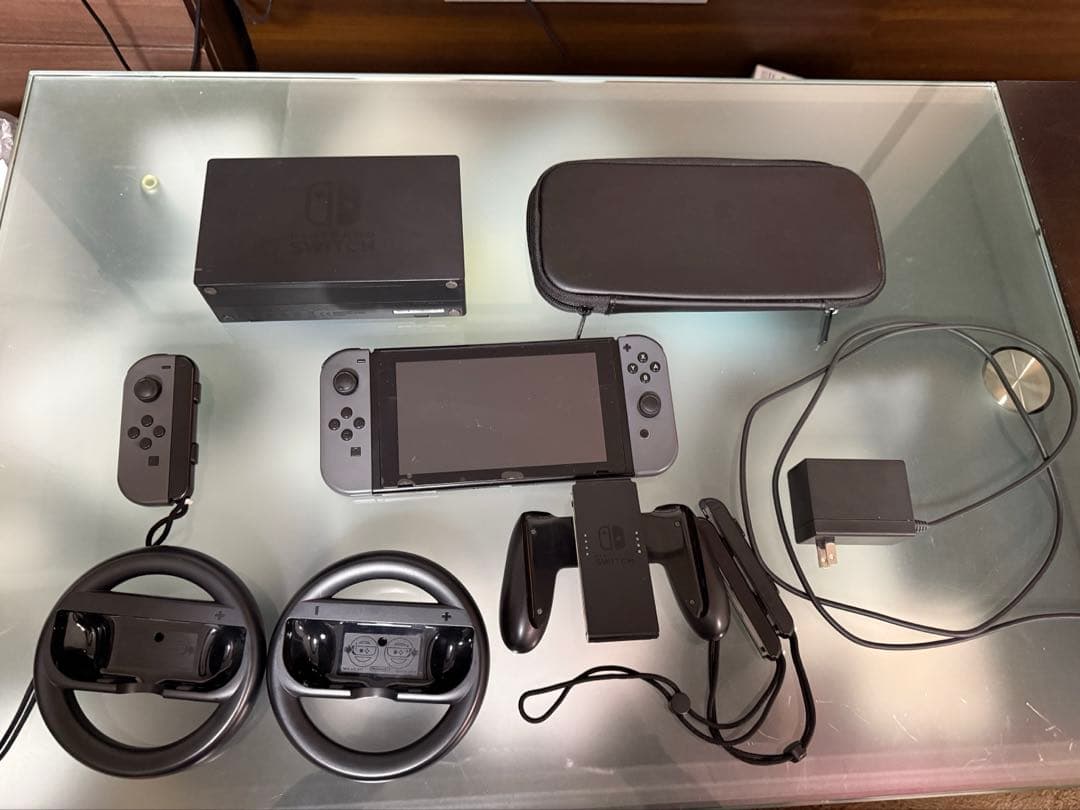 ら*ず様 Switch本体＋SDカード&純正ケース&ハンドル&買い替え左ジョイコ