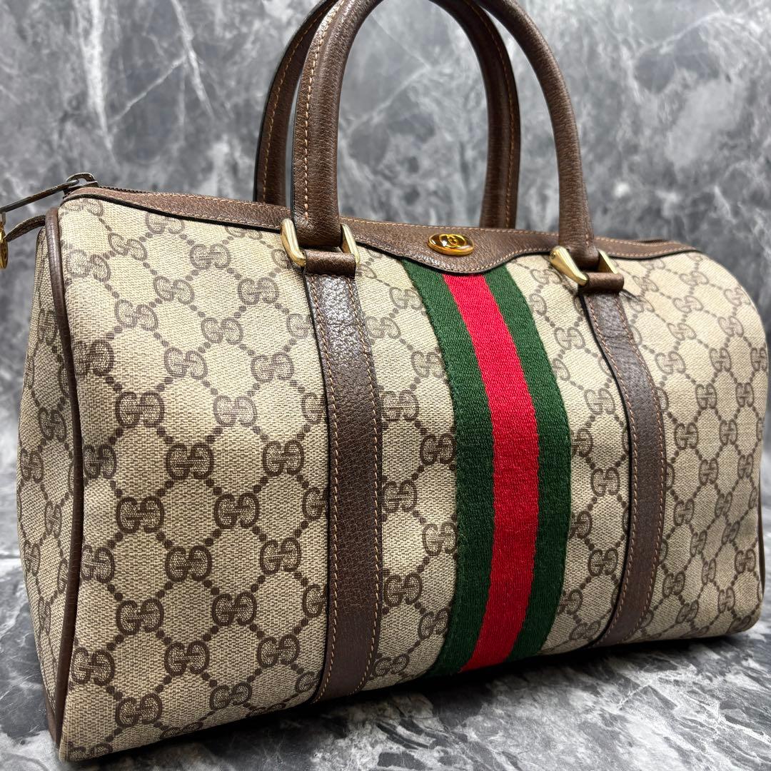 ✨極美品✨GUCCI シェリーライン GG レザー ベージュ ボストンバッグ