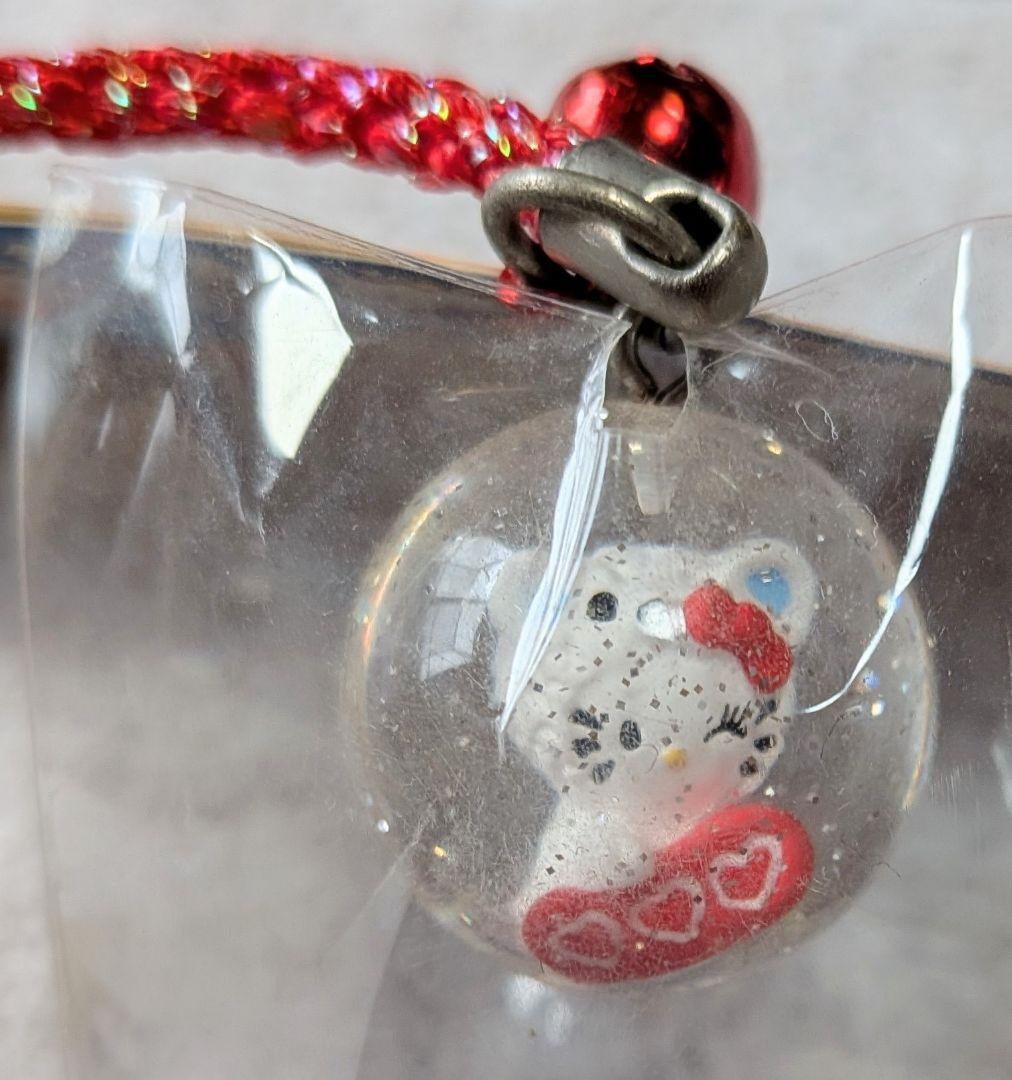 サンリオハローキティ根付ストラップスノーパラダイスラメ入丸玉白くまスノボVer.