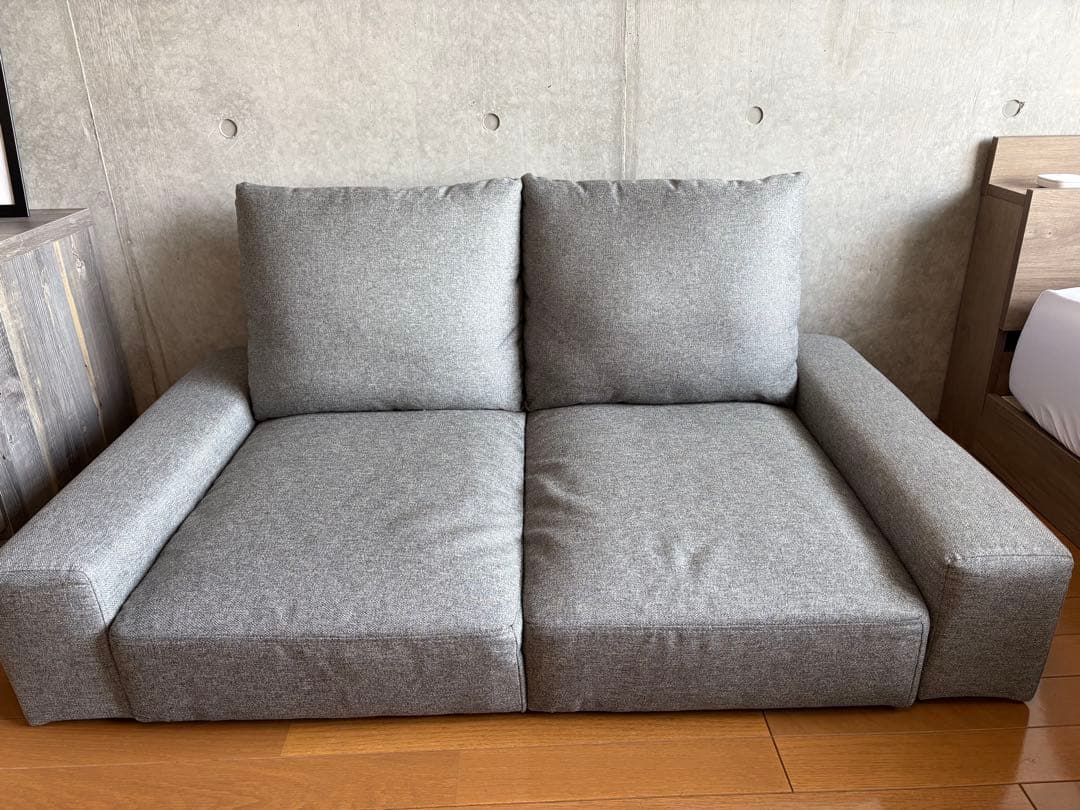 RASIK ローソファ ファブリック 『Lenne レンネ』 2人掛け グレー