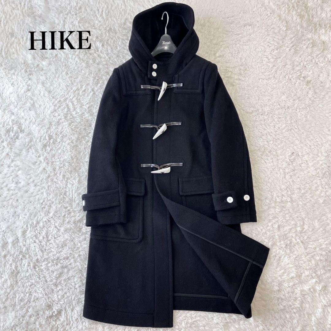 極美品 ハイク ダッフルコート ロング ヘリンボーン メルトン 白トグル 黒 L