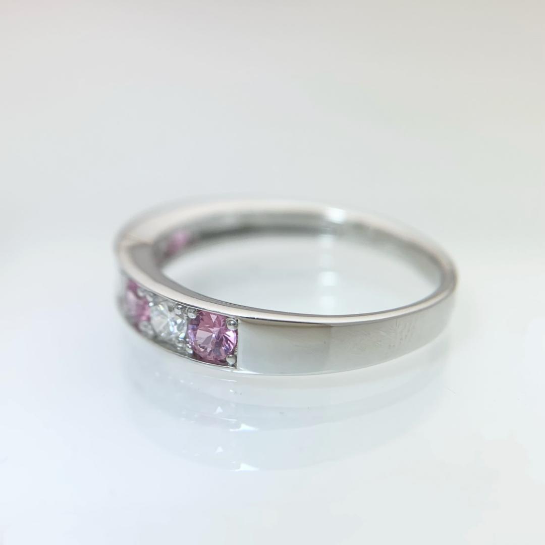 新品 パパラチアサファイア ダイヤモンド リング 0.35ct