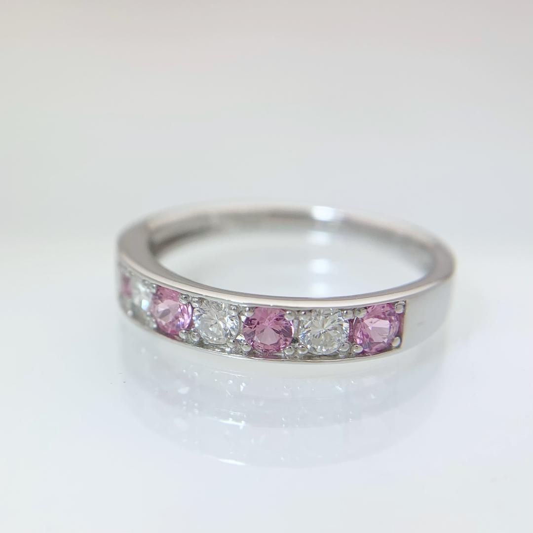 新品 パパラチアサファイア ダイヤモンド リング 0.35ct