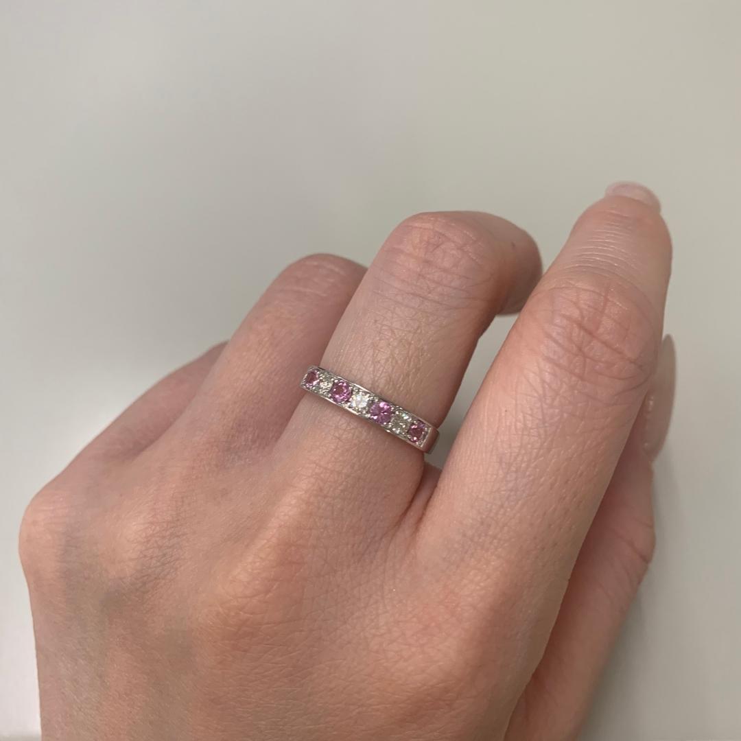 新品 パパラチアサファイア ダイヤモンド リング 0.35ct