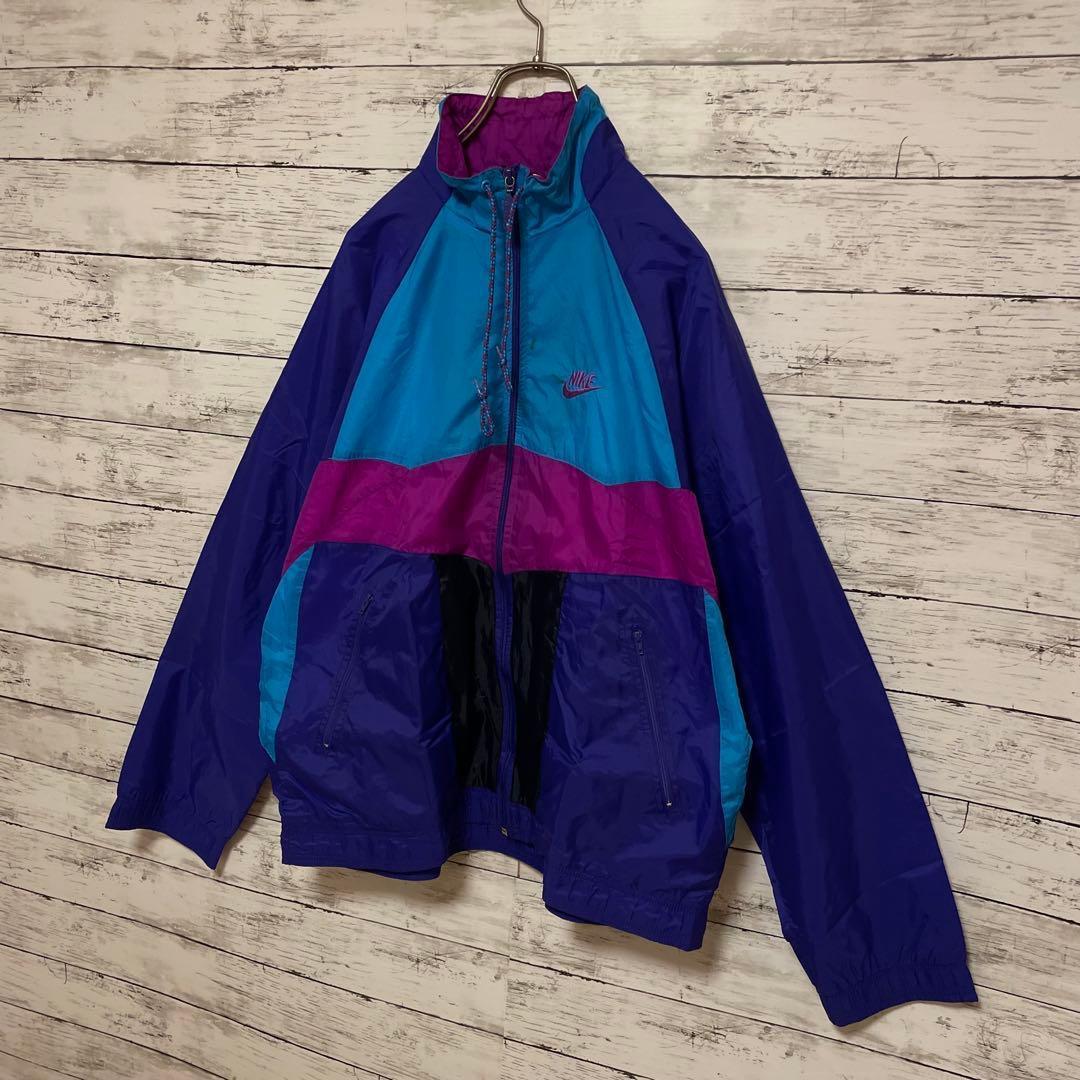 895【入手困難】ナイキ♤刺繍ロゴ 90s 銀タグ ナイロンジャケット 即