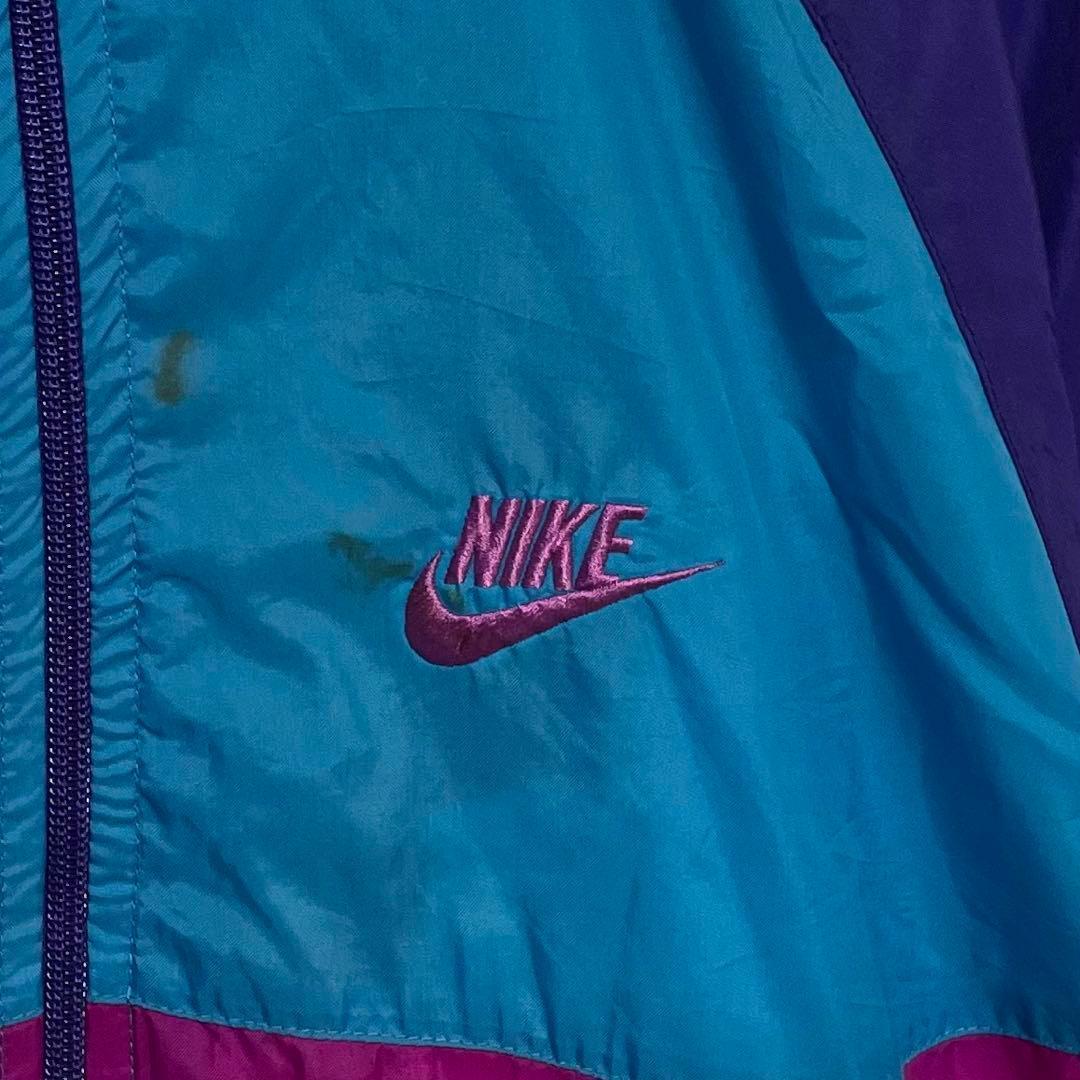 895【入手困難】ナイキ♤刺繍ロゴ 90s 銀タグ ナイロンジャケット 即