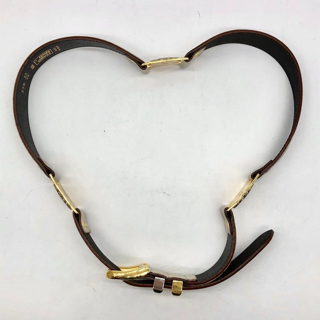 美品】ヴェルサーチ ベルト メデューサ スウェード ベージュ ゴールド