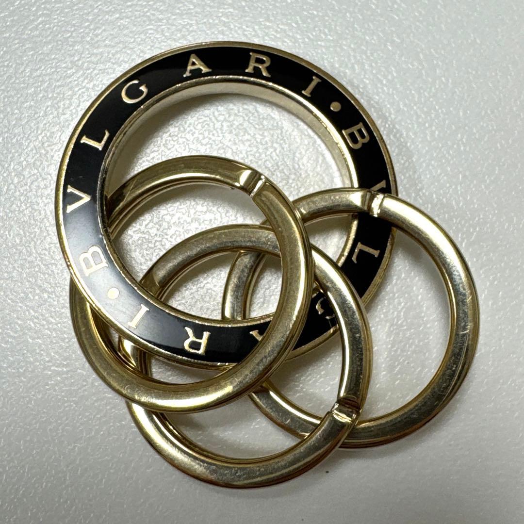 BVLGARI 3連キーリング　ブラック×ゴールド