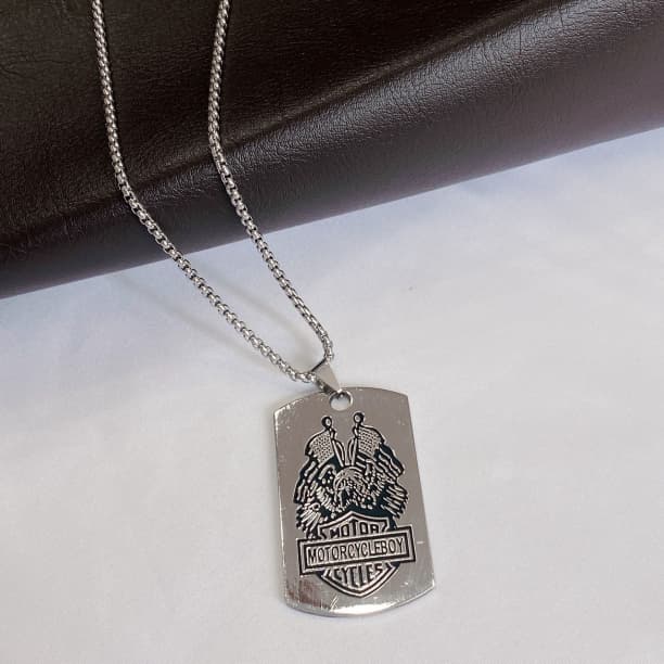 ドッグタグ ネックレス 黒 バイカー メンズ シルバー ミリタリー