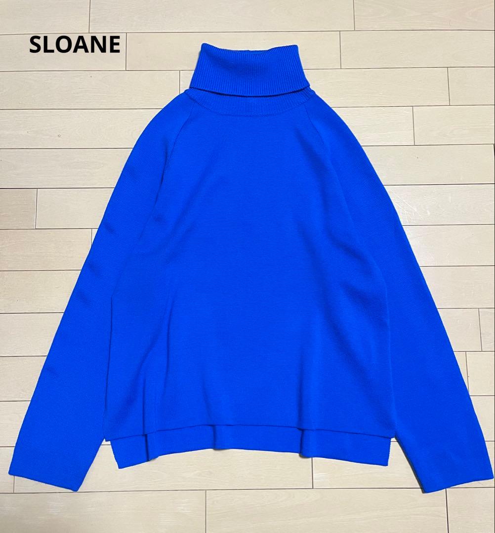 美品／SLOANE スローン　12Gメリノウールミラノリブタートルネックニット