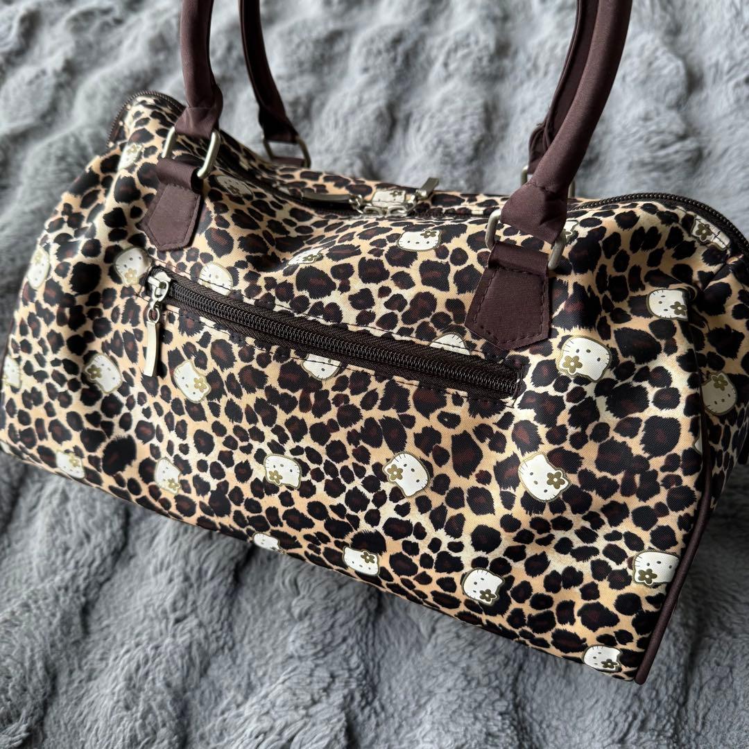 ハローキティ レオパード 総柄 ヒョウ柄 ボストンバッグ ブラウン モノグラム