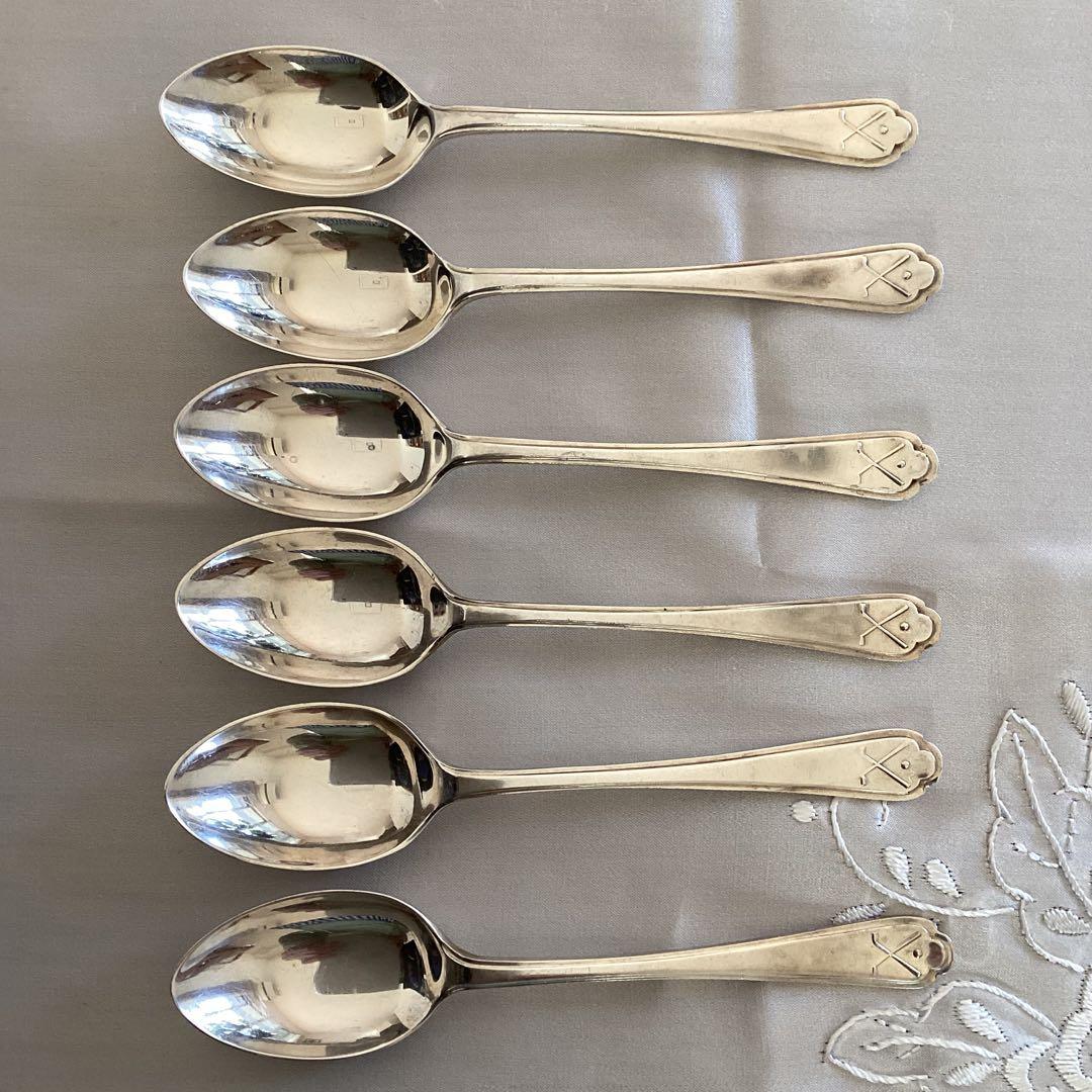 【ひろちゃん】英国　純銀　コーヒースプーン　　6本セット 1963年 英国ヴィンテージ 純銀製ティースプーン6本セット エナメル
