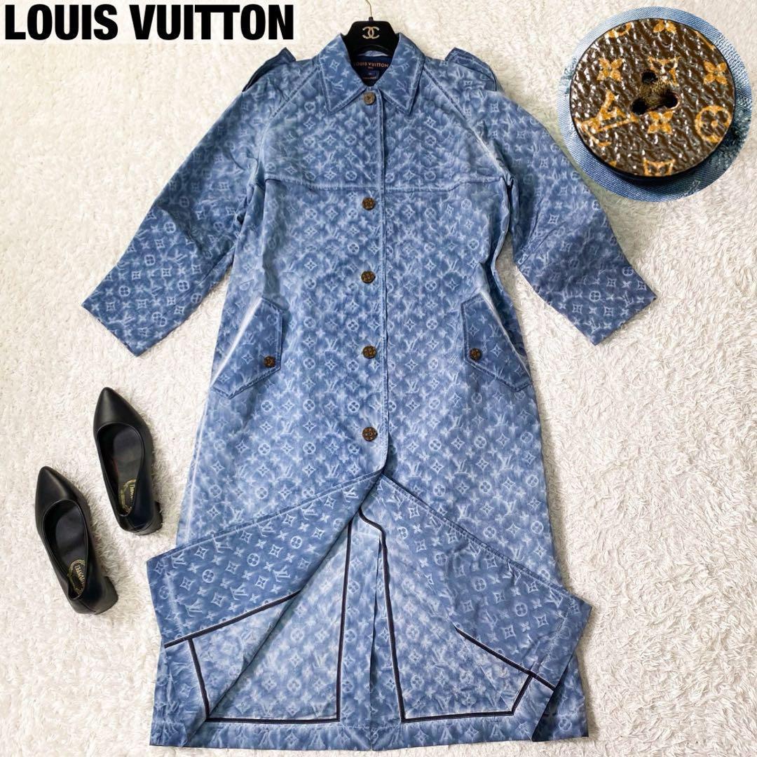 鑑定極美品23SS ルイヴィトン モノグラムステンカラーコートスプリングコートM