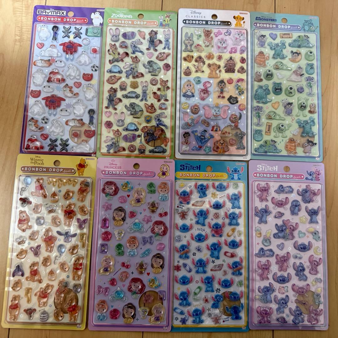 ボンボンドロップシール　ディズニー8種　サンリオミニ　3種