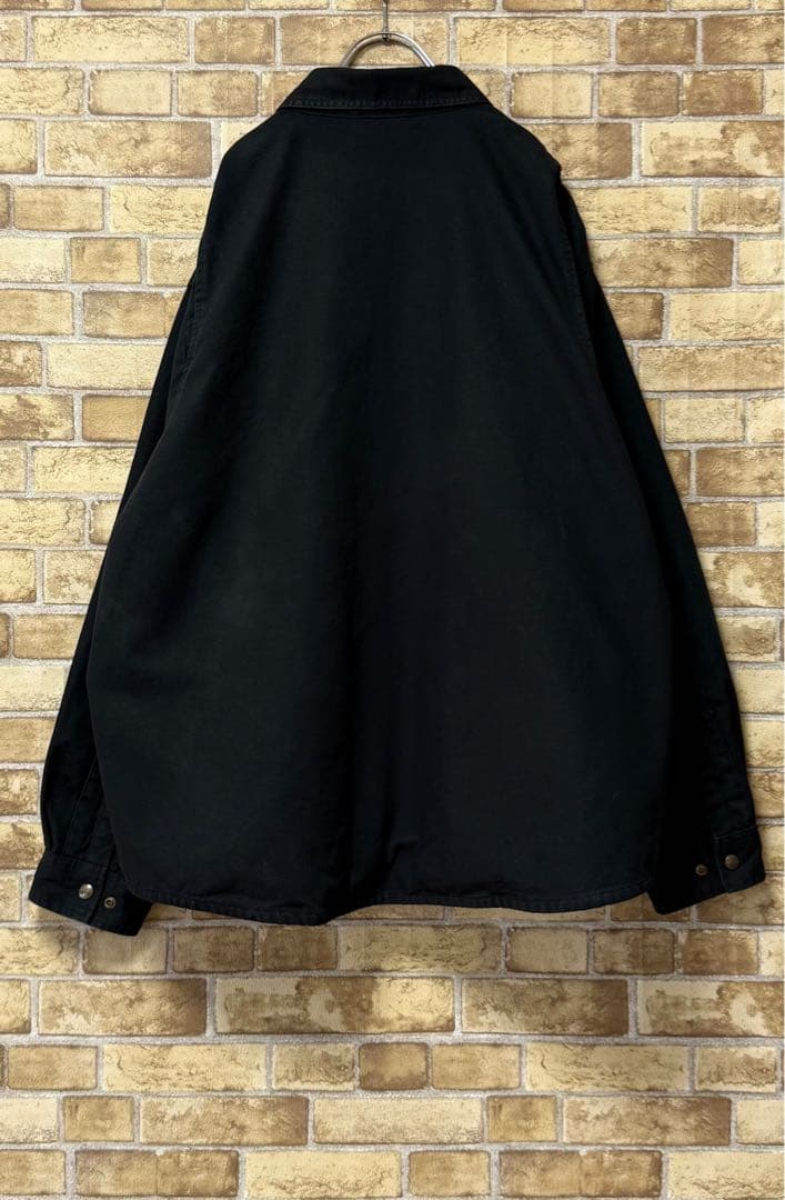 カーハート ダック地 シャツジャケット 裏地 ビッグシルエット 黒 2XL