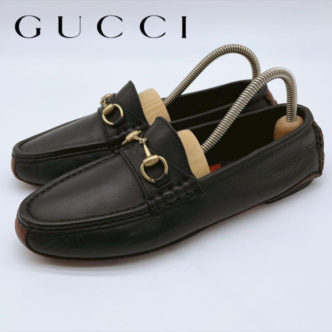 GUCCI ブラックレザー ホースビット ドライビングシューズ