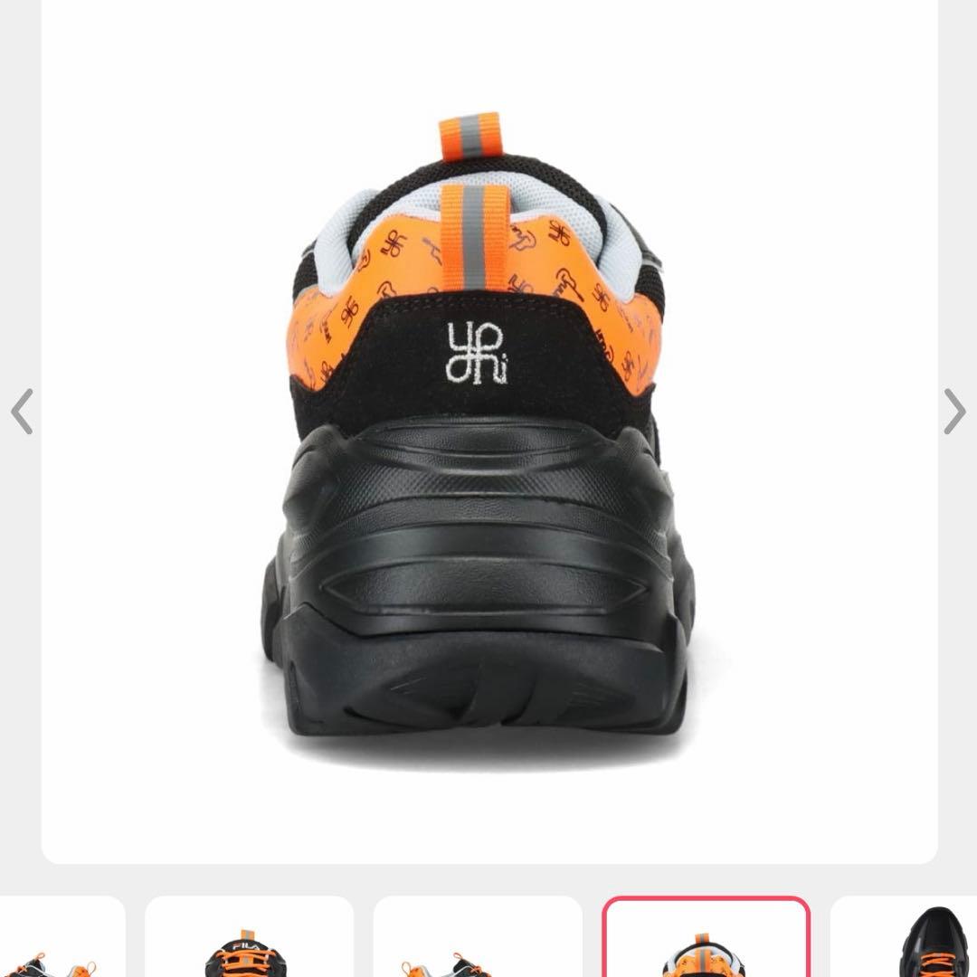 25.5㎝ FILA ブラック×オレンジ スニーカー 優里コラボ - メルカリ