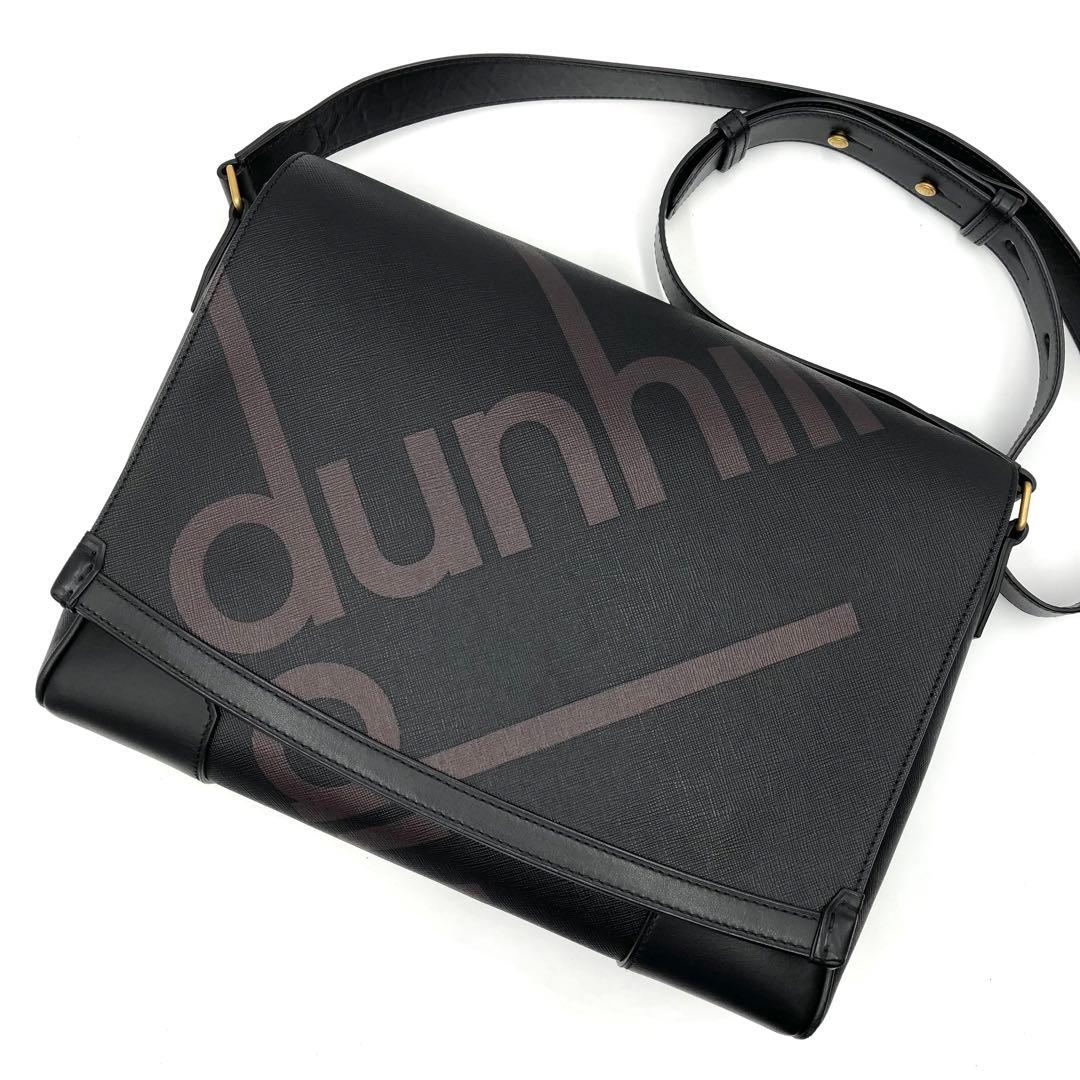 希少 極美品 ダンヒル ラゲッジキャンバス ショルダーバッグ レザー ブラック