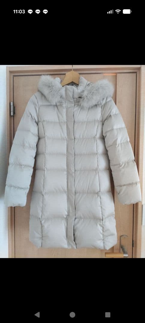 新品タグ付き】INDIVI インディヴィシルキーサテンダウンコート