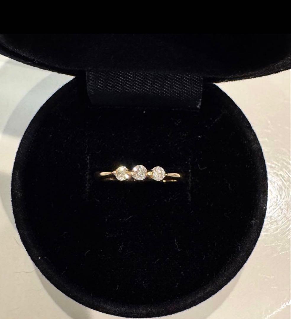 K18 ダイヤモンド 3石　0.2ct リング　ゴールド　刻印あり